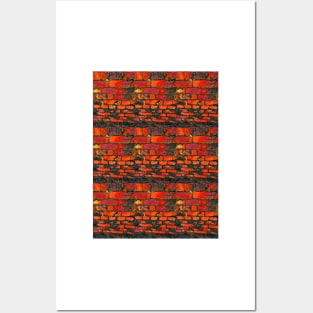 cartoon red brick wall Posters and Art